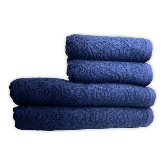 Jogo Banho Gigante Dohler Provença Jacquard 100% Algodão 4pç Cor Azul Lisa Foto 1