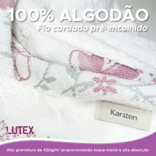 Jogo Banho Karsten Yuna 100% Algodão Barra Floral Macia 4 Cor Branco/rosa Foto mini 3