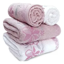 Jogo Banho Karsten Yuna 100% Algodão Barra Floral Macia 4 Cor Branco/rosa Foto mini 1
