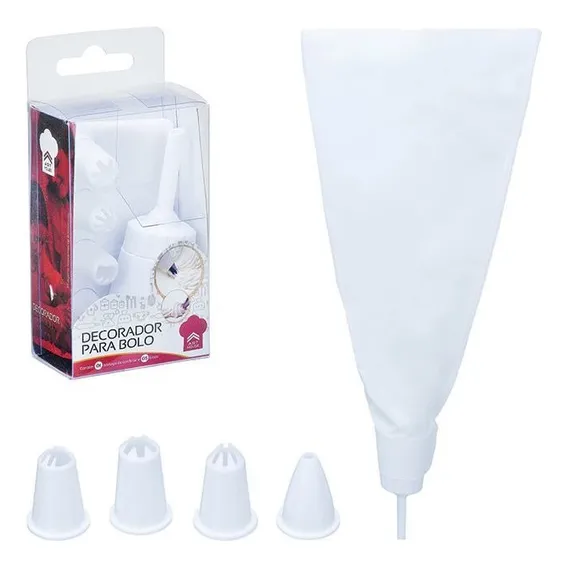 Jogo Bico De Confeitar Decorador De Bolo 5 Pcs Bisnaga 34cm Foto 1