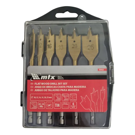 Jogo Broca Chata MTX 10 a 25mm - Kit com 6 Peças Foto 1