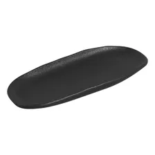 JOGO C/ 4 TRAVESSAS OVAL RASA PEQUENA ORGÂNICO PRETO MATTE 23x11CM PORTO BRASIL Foto mini 1