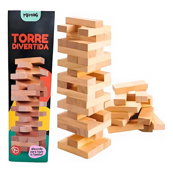 Jogo Caiu Perdeu Torre Divertida Madeira Pais & Filhos Foto 1