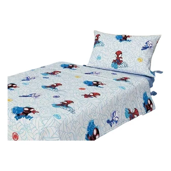 Jogo Cama 3 Peças Lepper Menino Menina 100% Algodão 150 Fios Personagens Pequeno Homem Aranha Spidey Foto 1