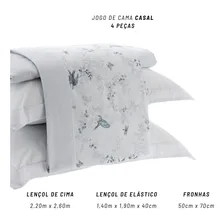 Jogo Cama Casal 300 Fios Kacyumara Satinee 04 Pçs Flowerbird Foto mini 3