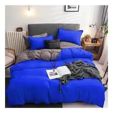 Jogo Cama Casal King Size 7 Peças Com Edredom Azul/cinza Foto  mini 1