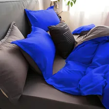 Jogo Cama Casal King Size 7 Peças Com Edredom Azul/cinza Foto mini  2