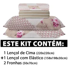 Jogo Cama Lençol 4 Pçs Queen Estampado Geometrico 158x198x30 Foto mini  2