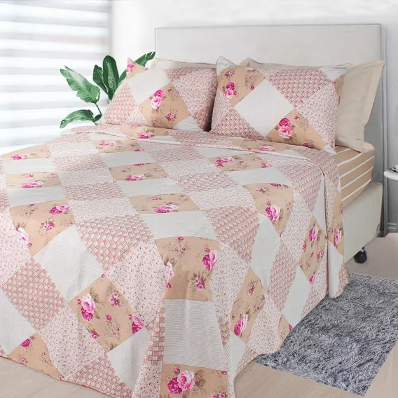 Jogo Cama Lençol 4 Pçs Queen Estampado Geometrico 158x198x30 Foto 1