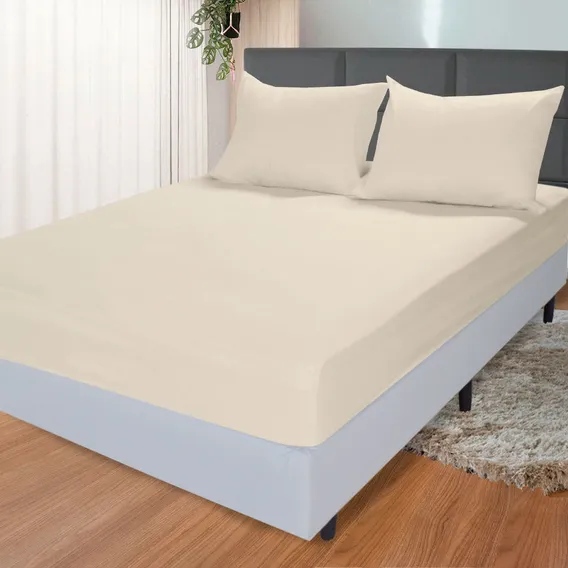 Jogo Cama Lençol Casal 3 Peças Antialergico 138x188x30cm Foto 1