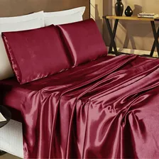 Jogo Cama Monza Casal Cetim Charmousse Brilhante Vinho Foto mini 1