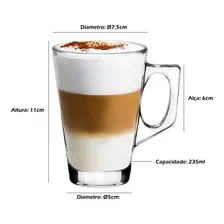 Jogo Caneca Xícara Taça Café Chocolate Capuccino 250ml Foto mini 4