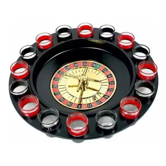 Jogo Cassino Shot Com Roleta 16 Copos Bebida Drink Western Foto 1
