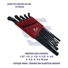 Jogo Chave Allen Longa 13 Peças Profissional Cromo Vanádio Foto mini 4