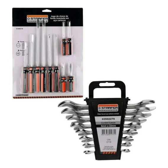 Jogo Chave Fenda Imantada Philips 10pcs E Chave Fixa 8pcs Foto 1