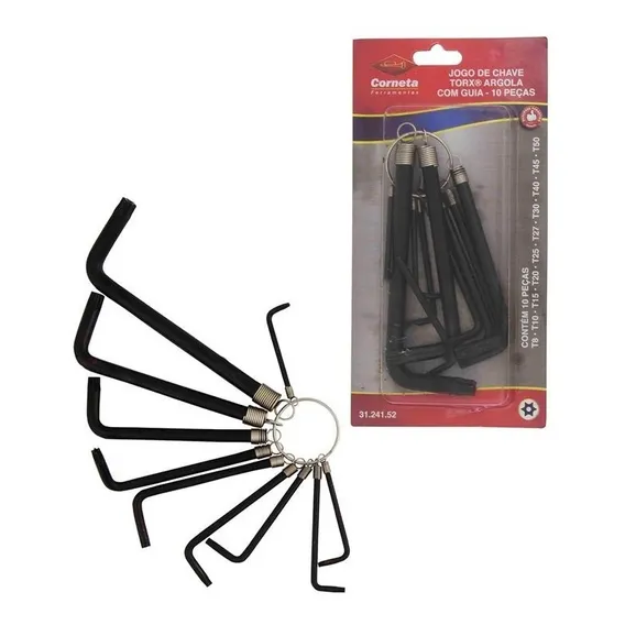 Jogo Chave Torx Com Furo - Corneta T8 A T50, 10 Pçs Foto 1