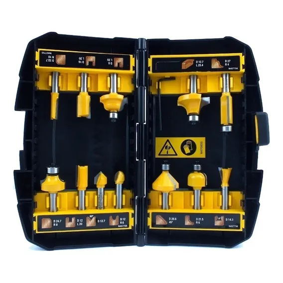 Jogo Com 12 Fresas P/ Madeira Profissional Dewalt Dw90016-la Foto 1