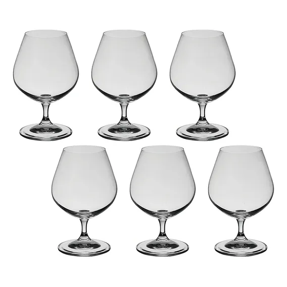 Jogo Com 6 Taças De Cristal Cognac 400 Roberta Bohemia Foto 1