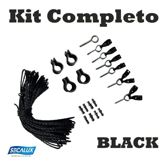 Jogo Completo Com Corda Repositoras Varal De Teto Secalux Cor Preto Foto 1