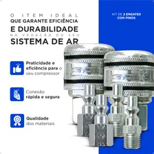 Jogo Conectores Engate Rápido 1/4 Npt Pneumáticos Compressor Foto mini 4