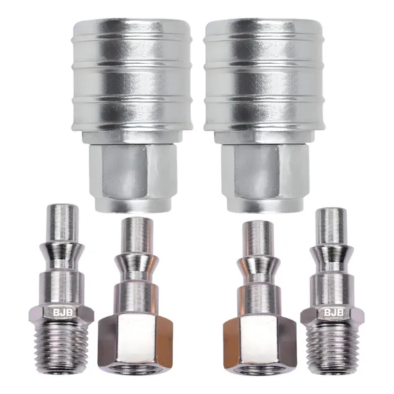 Jogo Conectores Engate Rápido 1/4 Npt Pneumáticos Compressor Foto 1