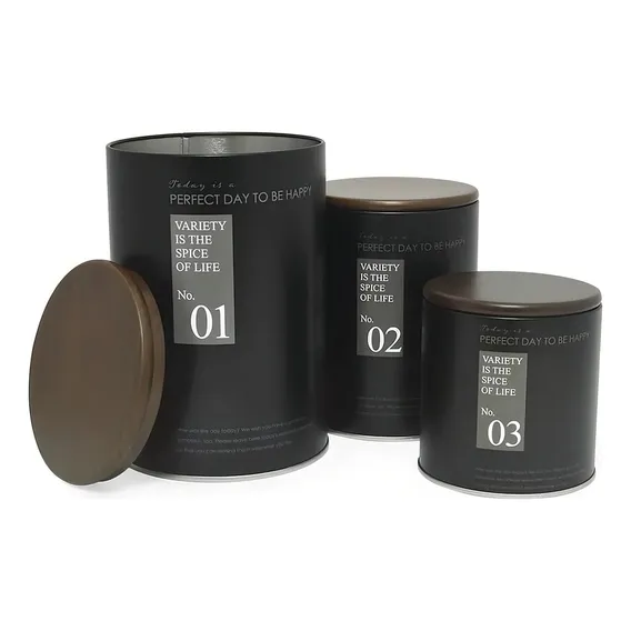 Jogo Conjunto 3 Latas Potes Porta Condimentos Metal - Marrom Foto 1
