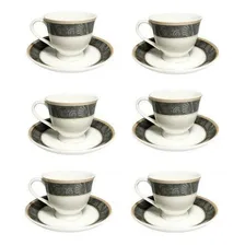 Jogo Conjunto 6 Xicaras Porcelana Para Presente Com Pires Foto  mini 1