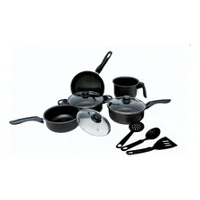 Jogo Conjunto 8 Peça Panela Antiaderente Teflon Tampa Vidro Cor Preto Foto mini 1