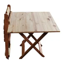 Jogo Conjunto Mesa Dobrável 70x70 C/4 Cadeiras Madeira Foto mini 3