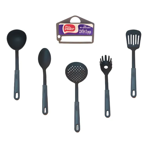 Jogo Conjunto Utensílios Cozinha Nylon 5 Peças Foto 1