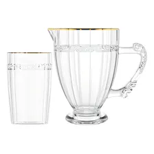 Jogo Copos Jarra Cristal Fio De Ouro Imperial 7 Peças Lyor Foto mini 2
