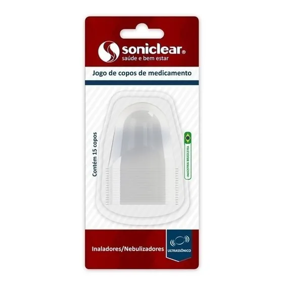 Jogo Copos P/ Medicamento C/15 Inalador Pulmosonic Soniclear Cor Transparente copinhos Foto 1