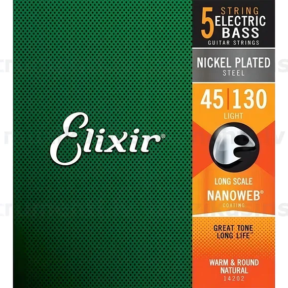 Jogo Cordas Baixo 045 Elixir Light Long Scale Usa 14202 Foto 1