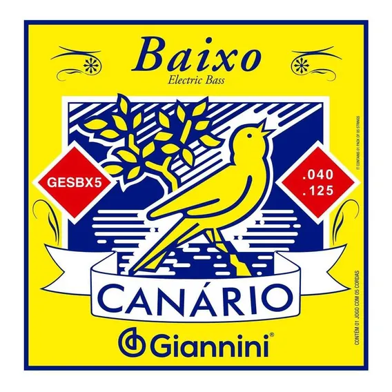 Jogo Cordas Baixo Elétrico 5 C Giannini Canário Gesbx5 0.040 Foto 1
