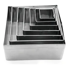 Jogo Cortador Quadrado Liso - Pct Com 7 Pcs Cor Inox Foto mini 1