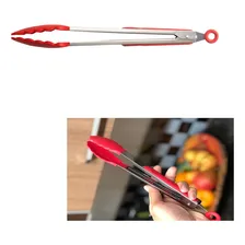 Jogo De 3 Pegador De Silicone Inox Salada Churrasco Cozinha Foto mini 4