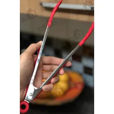 Jogo De 3 Pegador De Silicone Inox Salada Churrasco Cozinha Foto mini 3