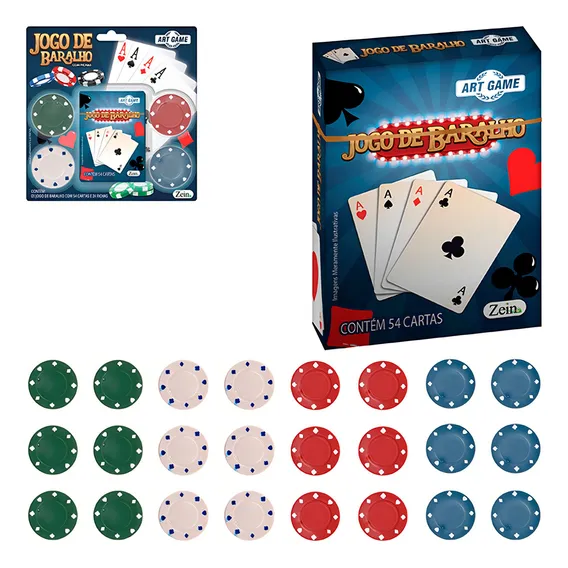 Jogo De Baralho Com Fichas Cartas Pocker Tranca Idioma Baralho Com Ficha Foto 1