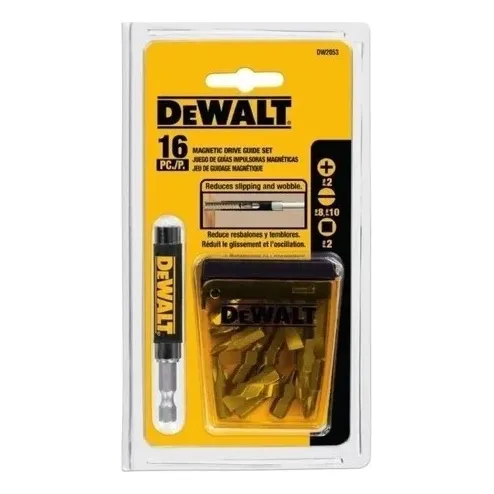 Jogo de Bits Dewalt, Modelo DW2053, Ferramentas Manuais para Parafusar com Guia Magnética, 16 peças Foto 1