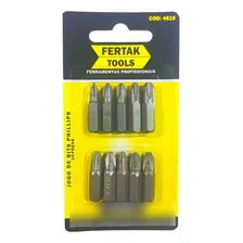 Jogo De Bits Phillips Cromo Vanádio 25mm Com 10 Peças Fertak Foto mini 1