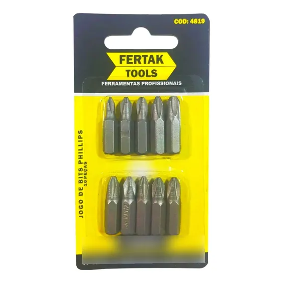 Jogo De Bits Phillips Cromo Vanádio 25mm Com 10 Peças Fertak Foto 1