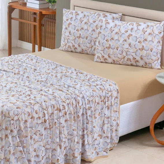 Jogo De Cama Queen Malha 100% Algodão 04 Peças Estampado Foto 1