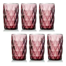 Jogo De Copos Diamante Lilás 330ml Vidro Class Home Foto mini 1