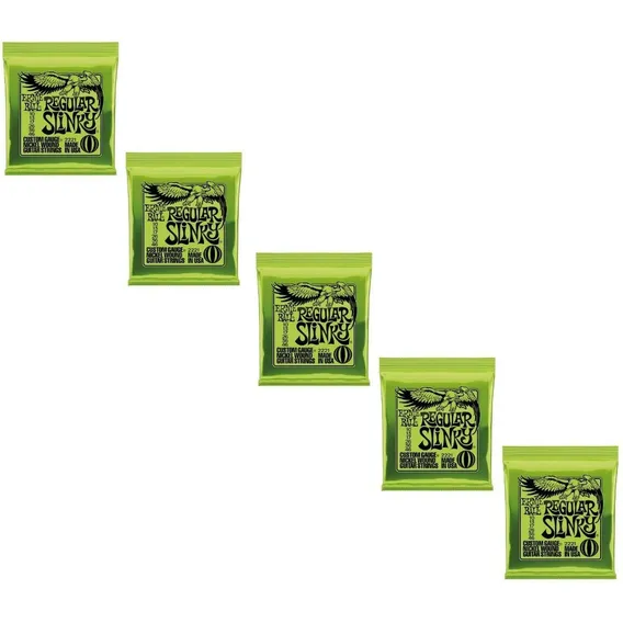 Jogo De Cordas Guitarra 010 Ernie Ball Regular Slinky 5 Pack Foto 1