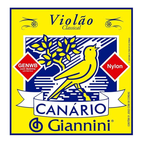 Jogo De Cordas Nylon Para Violão Giannini Canário C/ Bolinha Foto 1