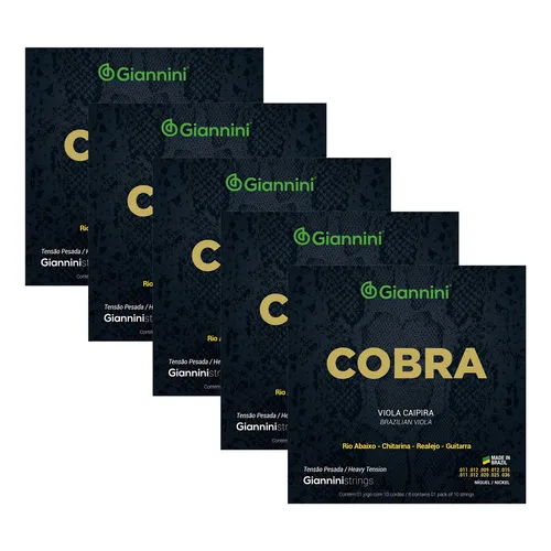Jogo De Cordas Viola Caipira Giannini Cobra Gesvnp 5 Pack Foto 1