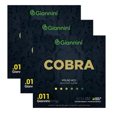Jogo De Cordas Violão Giannini Aço Cobra Geeflkf .011 3 Pack Foto mini  2