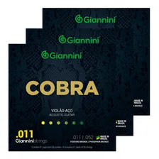 Jogo De Cordas Violão Giannini Aço Cobra Geeflkf .011 3 Pack Foto  mini 1