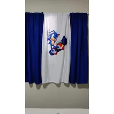 Jogo De Cortina Sonic Decoração Quarto Game Cor Azul Foto  mini 1