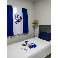 Jogo De Cortina Sonic Decoração Quarto Game Cor Azul Foto mini  2
